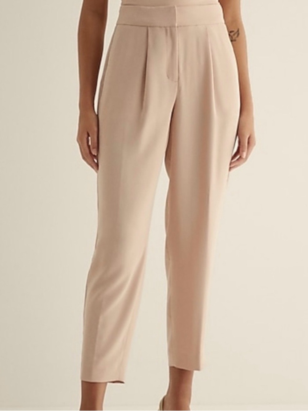 Express High-Waist Tailored Ankle Pants - tan 4R